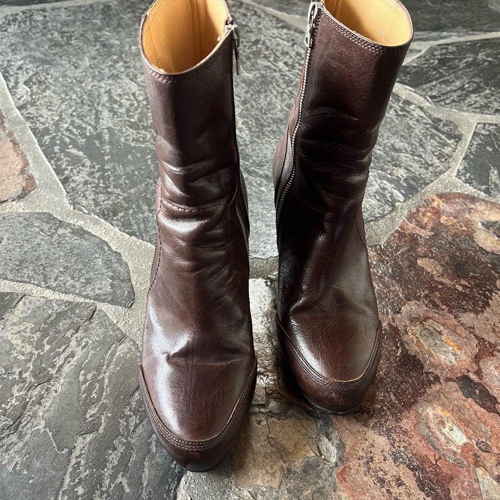 Dries Van Noten Dark Brown Heeled Boots View 3